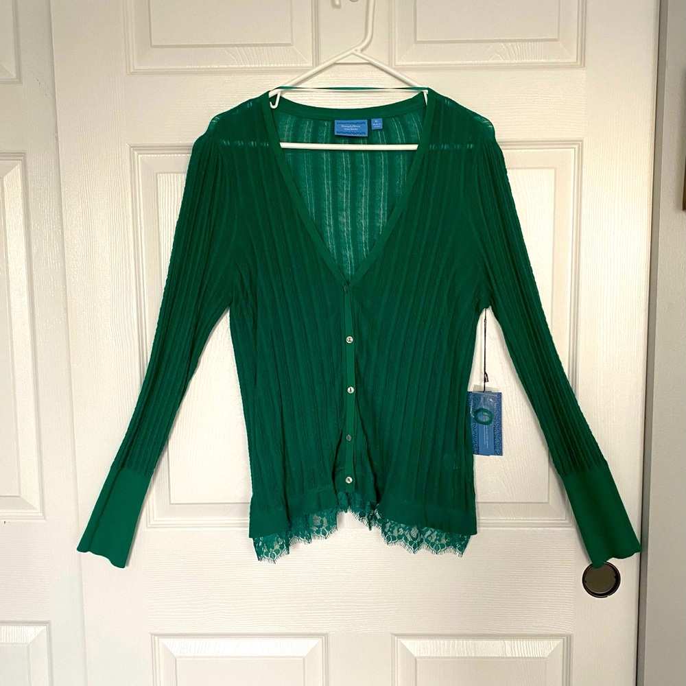 NWT Simply Vera by Vera Wang Gorgeous Green Cardigan, Sz XL